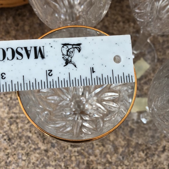 Gorham Star Blossom Gold Trim Full Lead Crystal Water Goblets Set of 4 Glasses - Picture 4 of 11